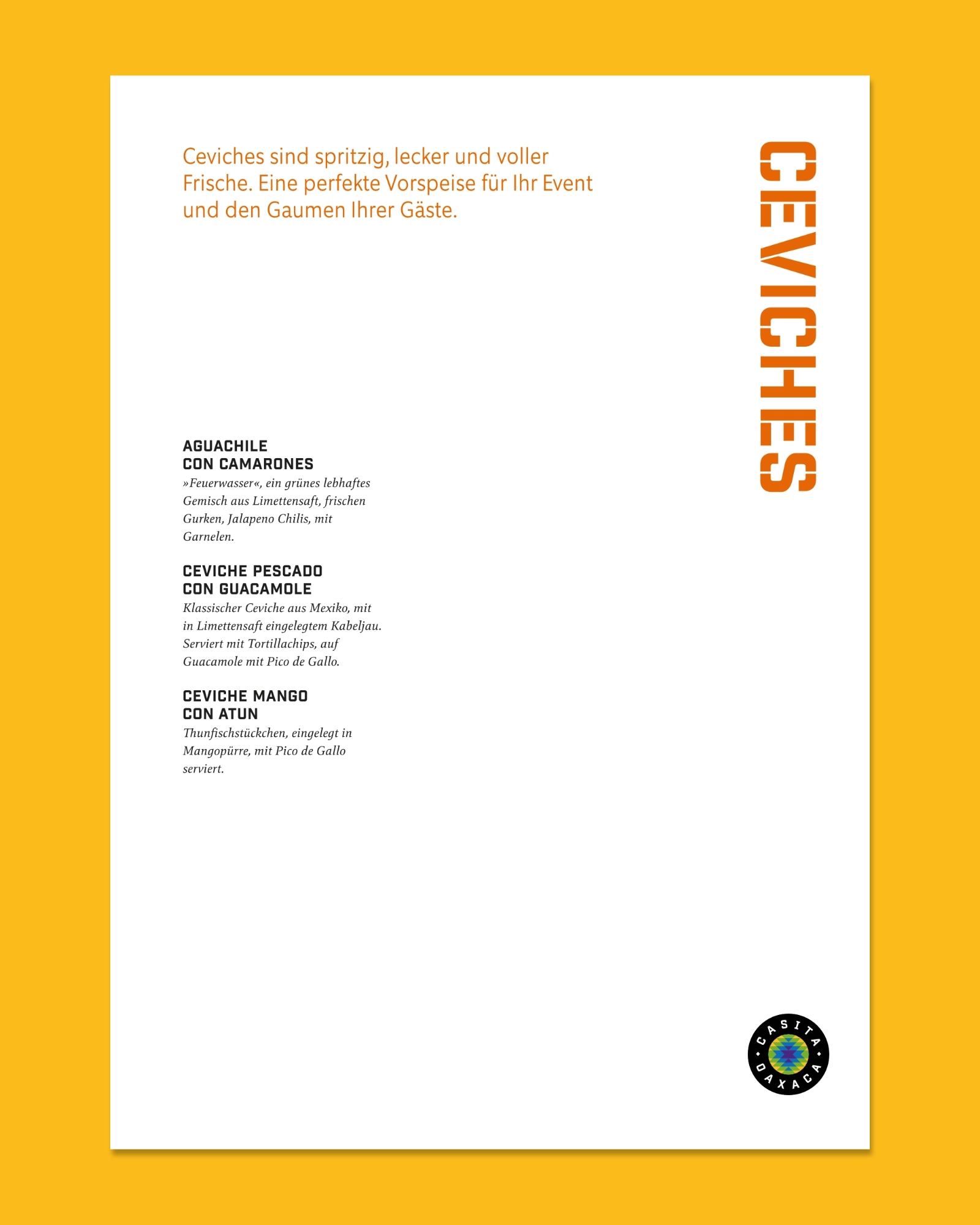 Event Catering Menu — Ceviches