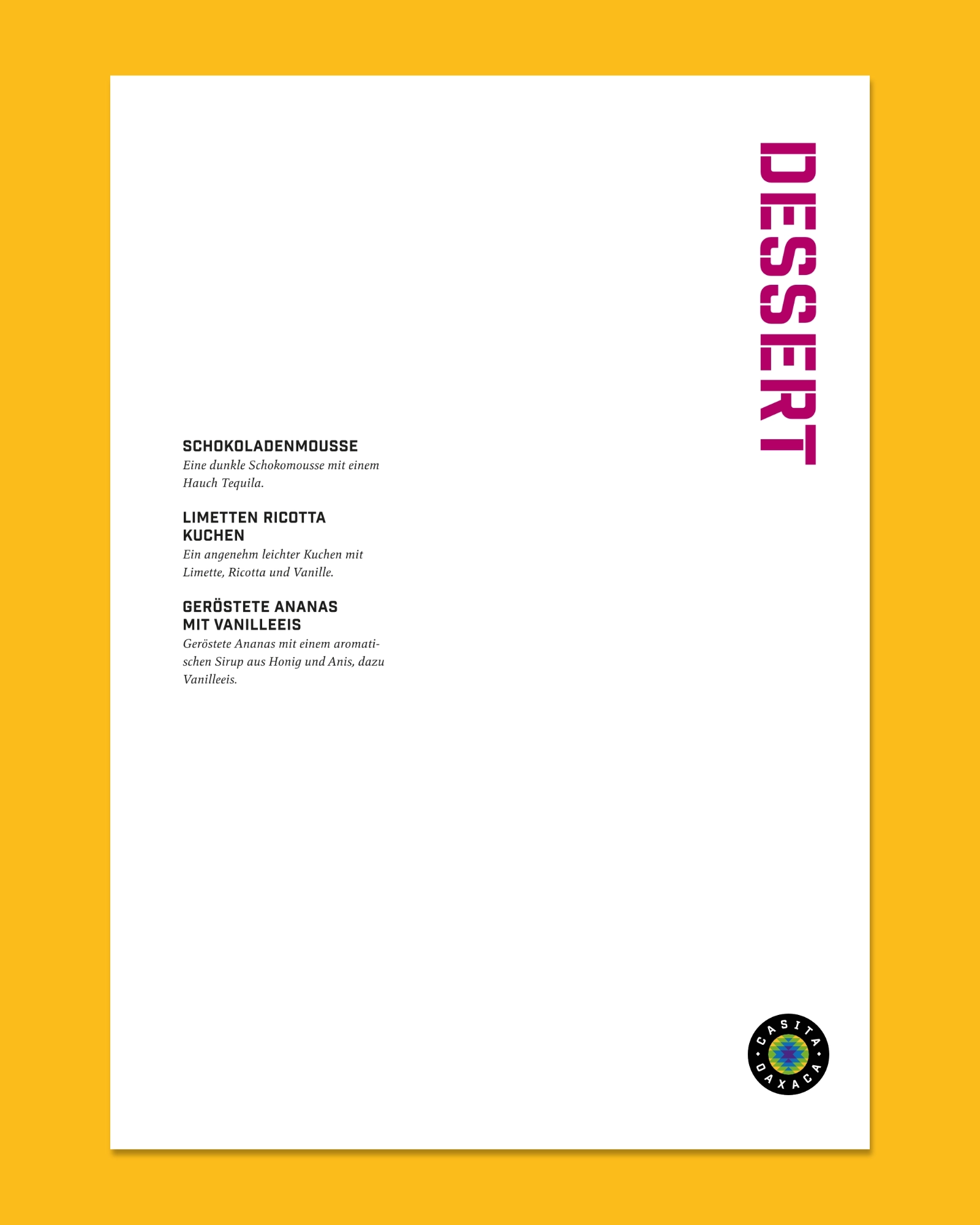 Event Catering Menu — Dessert