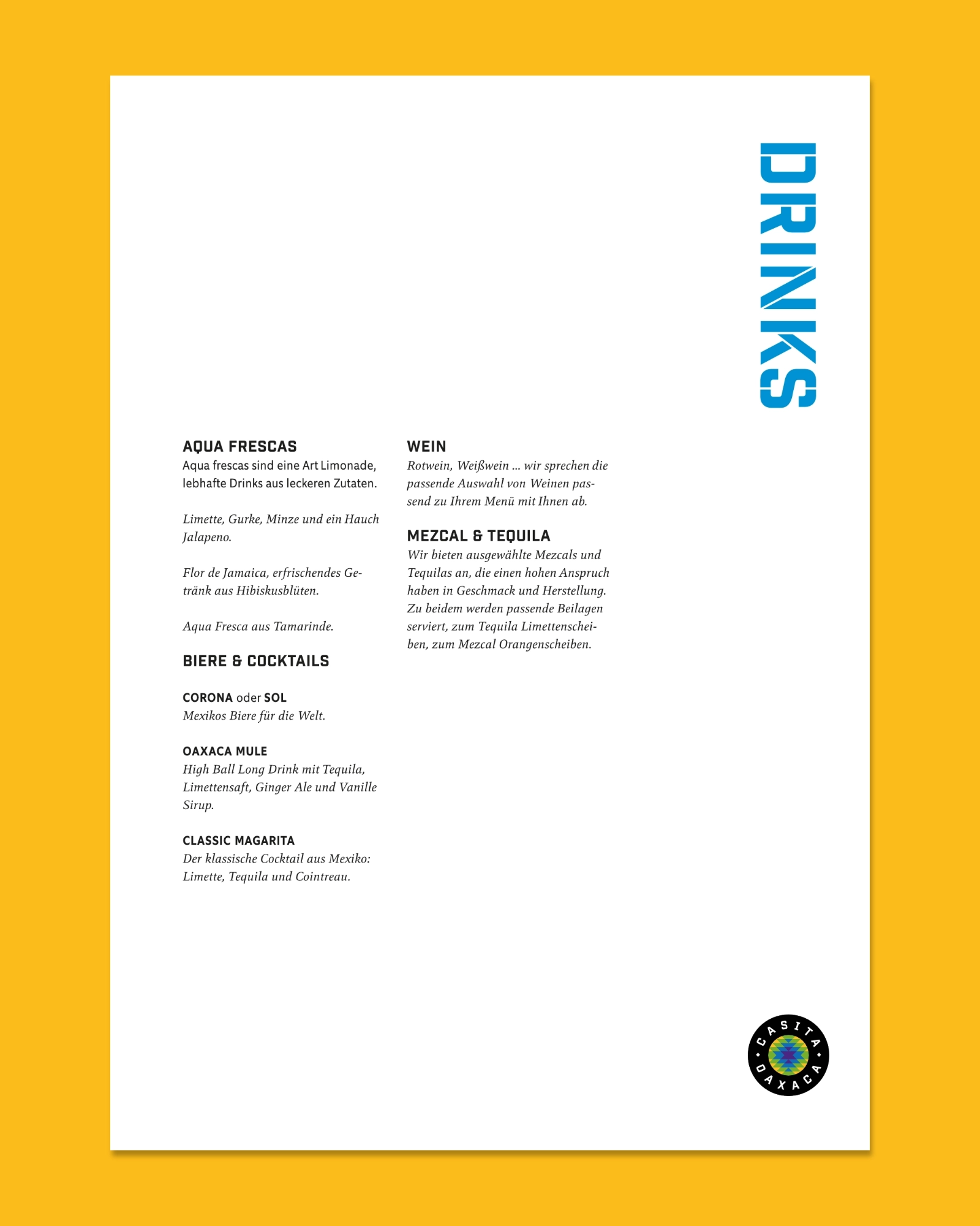 Event Catering Menu — Drinks