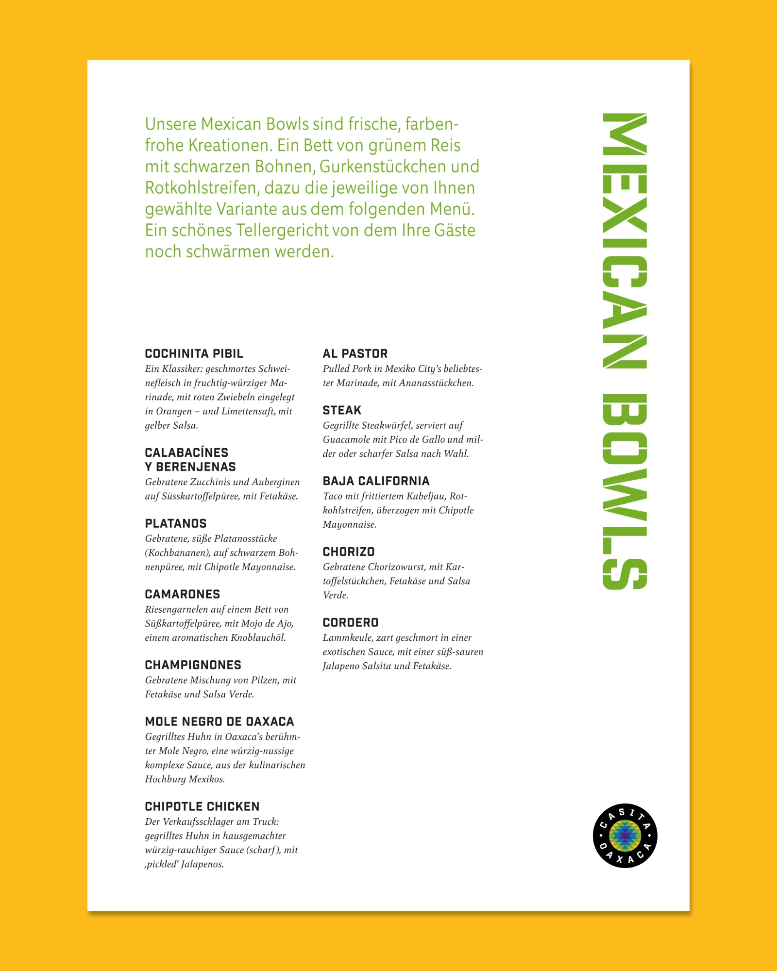 Event Catering Menu — Mexican Bowls