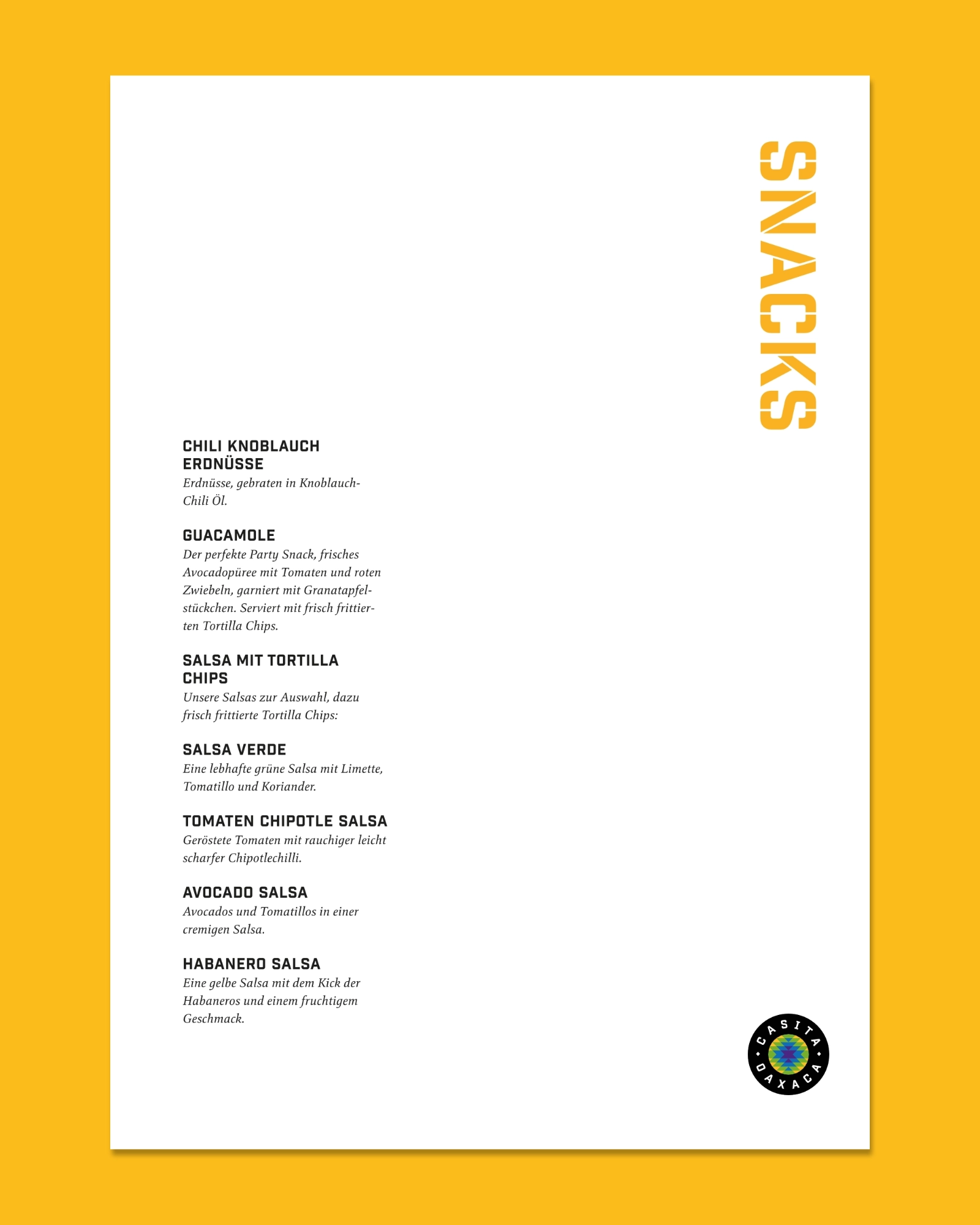 Event Catering Menu — Snacks